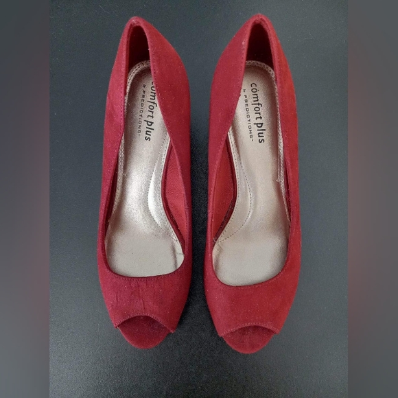 Red Suede Wedges - Picture 2 of 5